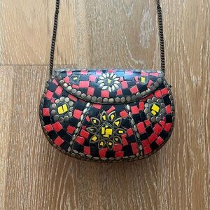 Artisan Mosaic Crossbody Bag - Red, Yellow, Black